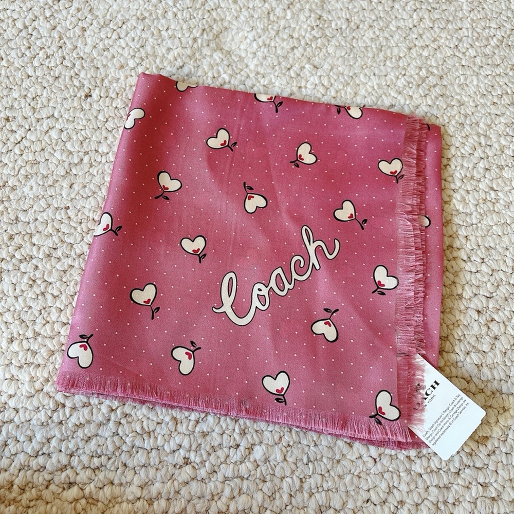 Coach square silk scarf - Pink - NEW 79648